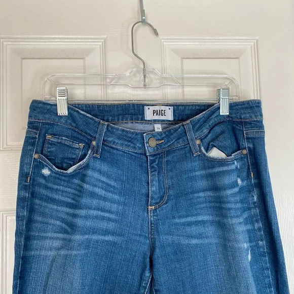 PAIGE Jimmy Jimmy Crop Jeans Size 29 Whiskering Medium Wash - Picture 3 of 7